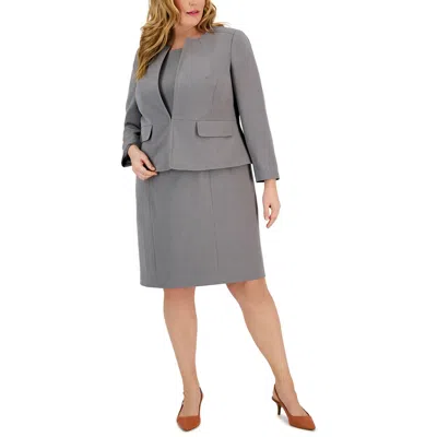 Le Suit Plus Womens Suit Separate Office Open-front Blazer In Granite