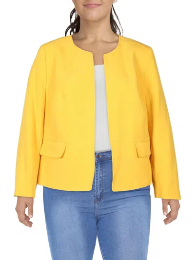 Le Suit Plus Womens Suit Separate Office Open-front Blazer In Yellow