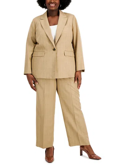 Le Suit Plus Womens Two Piece Straight Leg Suit Jacket In Multi