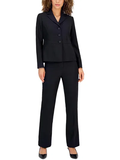Le Suit Plus Womens Woven 2pc Pant Suit In Black