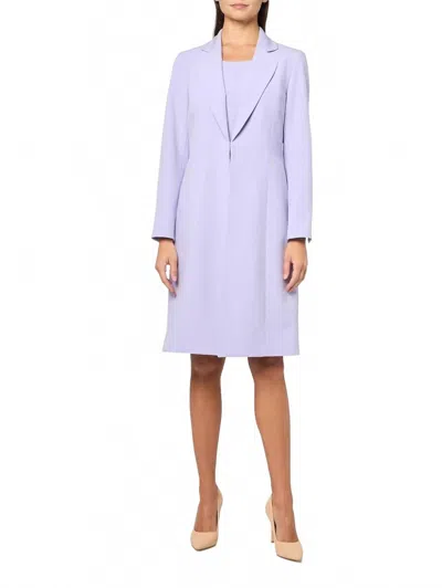 Le Suit Sheath Dress And Long Matching Jacket Set In Lilac In Blue