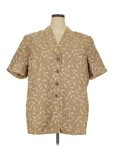 Pre-owned Le Suit Short Sleeve Blouse In Tan