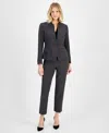 Le Suit Women's Single-button Blazer And Slim-fit Pantsuit In Charcoal