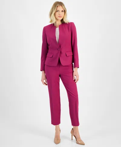 Le Suit Women's Single-button Blazer And Slim-fit Pantsuit In Wild Rose