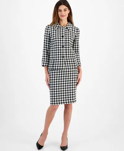 Le Suit Women's Spread Collar Jacket & Pencil Skirt Suit, Regular & Petite In Black,ivory
