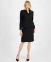 Le Suit Women's Stand-collar Pencil Skirt Suit, Regular & Petite In Black
