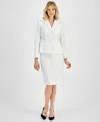 Le Suit Women's Textured Three-button Jacket & Skirt Suit, Regular & Petite In Vanilla Ice