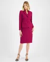 Le Suit Women's Textured Three-button Jacket & Skirt Suit, Regular & Petite In Wild Rose