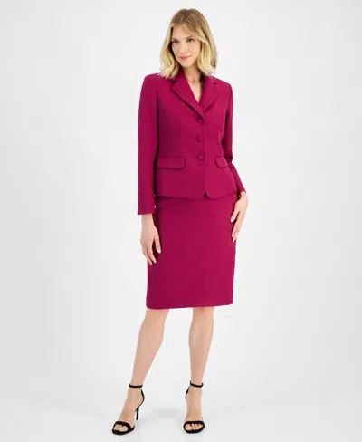 Le Suit Women's Textured Three-button Jacket & Skirt Suit, Regular & Petite In Wild Rose