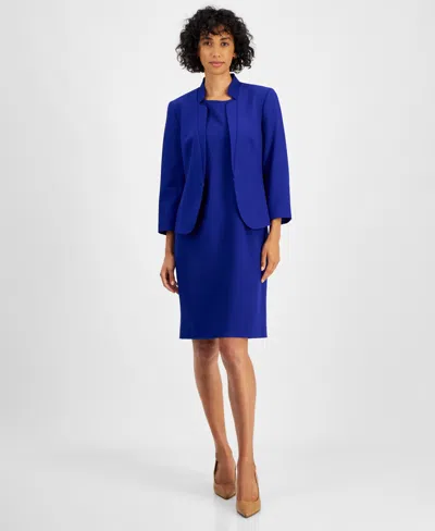 Le Suit Women's 3/4-sleeve Dress Suit, Regular & Petite In Royal