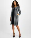Le Suit Women's 3/4-sleeve Topper Jacket & Sheath Dress Regular & Petite Sizes In Black,vanilla Ice