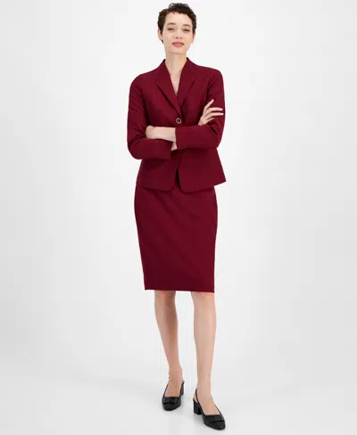 Le Suit Women's Blazer & Pencil Skirt Suit Regular & Petite In Bordeaux
