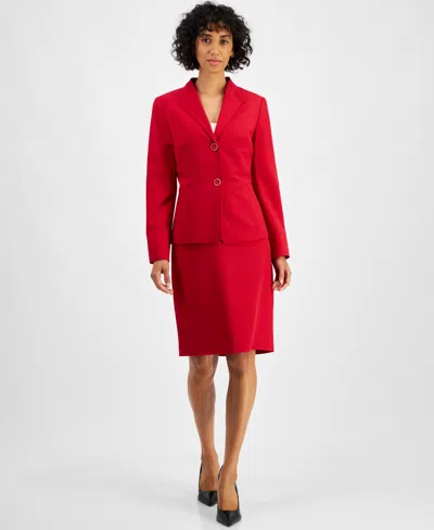 Le Suit Women's Blazer & Pencil Skirt Suit Regular & Petite In Cherry