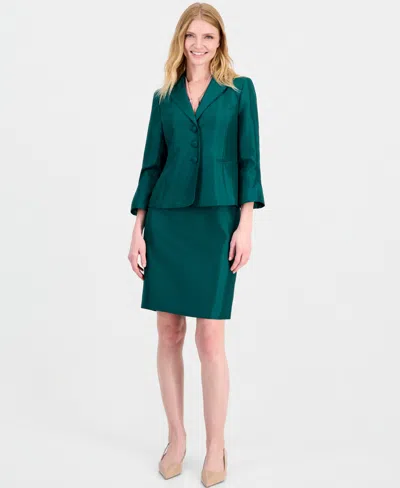 Le Suit Women's Classic Fit Bell-sleeve Pencil Jacket And Skirt, 2-piece Set In Green