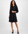 Le Suit Women's Collarless Open-front Bolero & Scoop-neck Sleeveless Fit & Flare Dress In Black