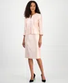 Le Suit Women's Collarless Three-button 3/4-sleeve Jacket & Slim Skimmer Skirt In Lt. Blossom
