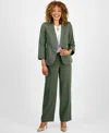 Le Suit Women's Collarless Wide-leg Pantsuit In Green