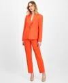 Le Suit Women's Crepe One-button Straight-leg Pantsuit Set, Regular & Petite In Orange