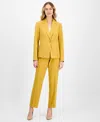 Le Suit Women's Crepe One-button Straight-leg Pantsuit Set, Regular & Petite In Yellow