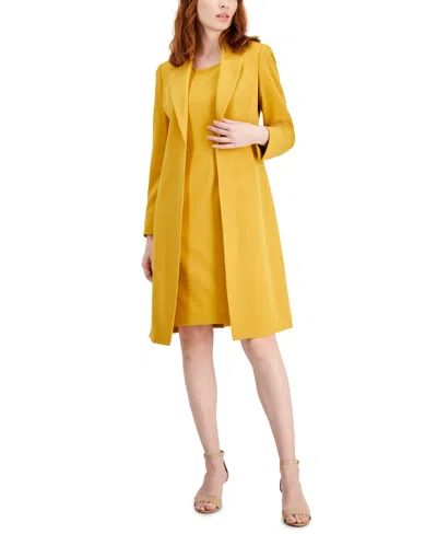 Le Suit Women's Crepe Topper Jacket & Sheath Dress Suit, Regular And Petite Sizes In Harvest Gold