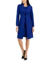 Le Suit Women's Crepe Topper Jacket & Sheath Dress Suit, Regular And Petite Sizes In Twilight Blue