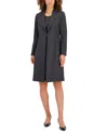 Le Suit Women's Crepe Topper Jacket & Sheath Dress Suit Set, Regular And Petite In Gray