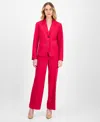 Le Suit Women's Crepe Two-button Jacket & Pull-on Pantsuit Set, Regular & Petite In Red