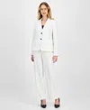 Le Suit Women's Crepe Two-button Jacket & Pull-on Pantsuit Set, Regular & Petite In White