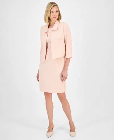 Le Suit Women's Cropped Open-front Jacket & Empire-seamed Sheath Dress In Lt. Blossom