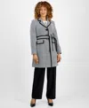 Le Suit Women's Framed Plaid Belted Wide-leg Pantsuit Set, Regular & Petite In Black