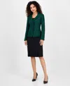 Le Suit Women's Houndstooth Jacket & Pleated Pencil Skirt Suit In Black