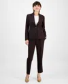 Le Suit Women's Notch-collar One-button Pantsuit In Brown