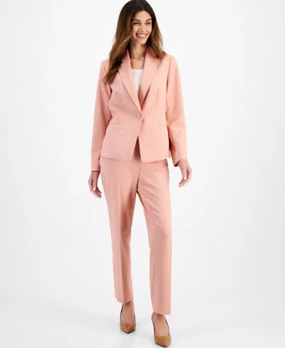 Le Suit Women's Notch-collar One-button Pantsuit, Regular & Petite In Dusty Rose