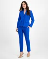 Le Suit Women's Notch-collar Two-button Seamed Jacket & Fly-front Straight-leg Pants, Regular & Petite In Cabana Blue