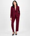 Le Suit 50040113 Long Plus Size Formal Pocket Pant Suit In Burgundy