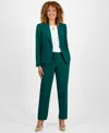 Le Suit Women's Notched Collar One-button Pantsuit In Green