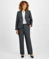 Le Suit Women's Notched Collar Wide-leg Pantsuit In Gray