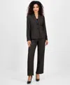 Le Suit Women's Notched Collar Wide-leg Pantsuit Set, Regular & Petite In Black