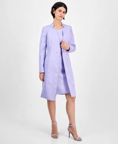 Le Suit Women's One-button Long-sleeve Topper Jacket & Sleeveless Sheath Dress In Lilac