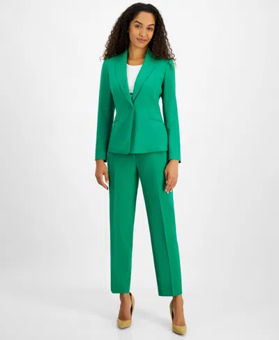 Le Suit Women's One-button Straight-leg Pantsuit, Regular & Petite In Pepper Green