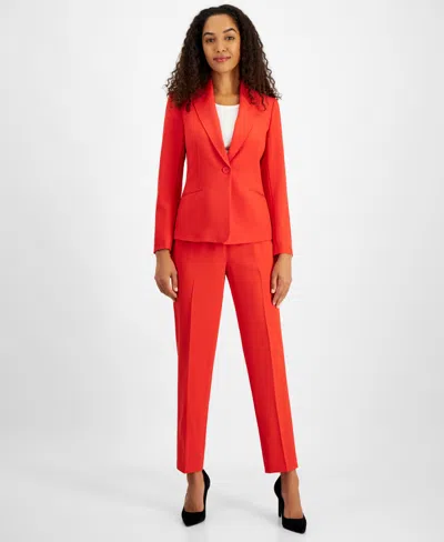 LE SUIT WOMEN'S ONE-BUTTON STRAIGHT-LEG PANTSUIT, REGULAR & PETITE