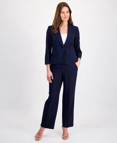 Le Suit Women's One-button 3/4-sleeve Pantsuit In Black