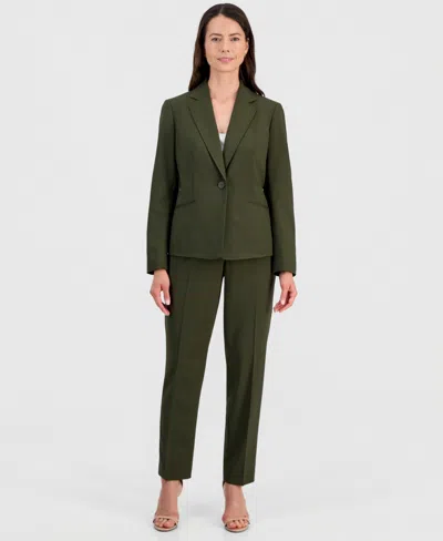 Le Suit Women's One-button Notch-collar Jacket & Fly-front Slim Pants Suit In Green