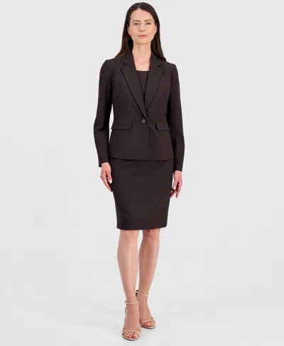 Le Suit Women's One-button Peplum Jacket & Basic Sheath Dress Suit In Blue
