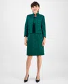 Le Suit Women's Open-front Jacket & Sleeveless Dress Suit Set In Green