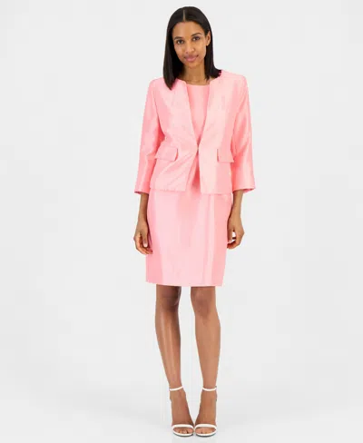 Le Suit Women's Open-front Jacket & Sleeveless Sheath Dress In Pink
