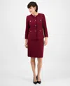 Le Suit Women's Pencil Skirt Suit In Burgundy
