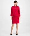 Le Suit Women's Pencil Skirt Suit In Red