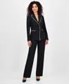Le Suit Women's Piping-trim Two-button Pantsuit In Multi