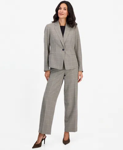 Le Suit Women's Plaid Wide-leg Jacket And Pants, 2-piece Set In Camel Multi